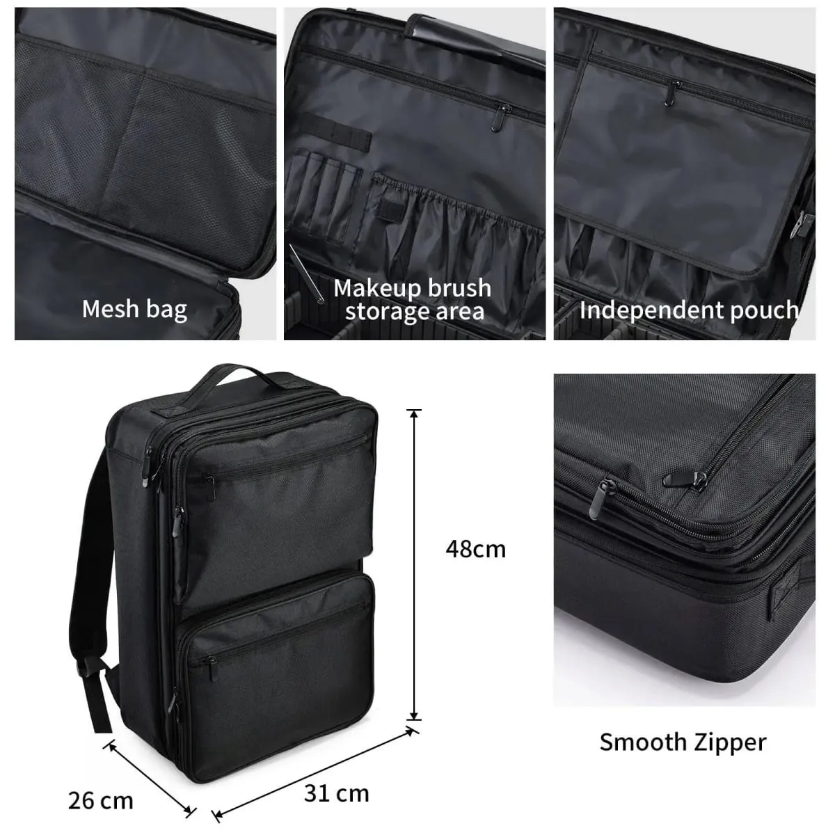 Makeup Artist Bag Portable Travel Organizer Box Professional Case with Adjustable Dividers Extra Large Makeup Case