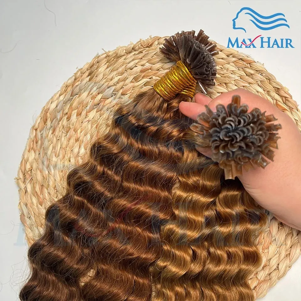 Keratin U Tip deep wave Human Hair Extensions 18-30 Inch Remy Hair Extensions High Quality Remy Human Hair salon Extensions