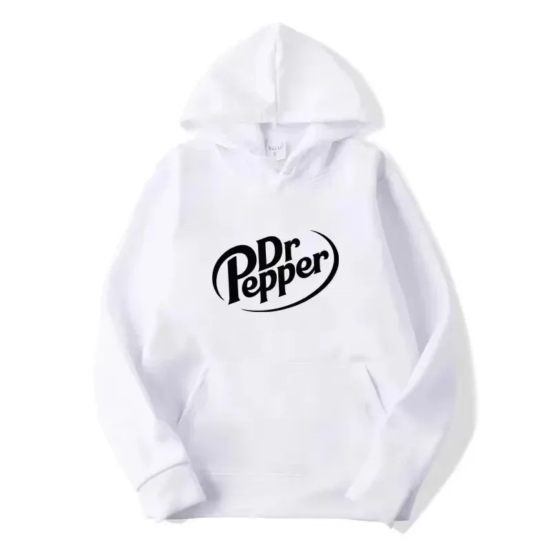 Autumn Warm Dr Pepper Letter Printed Hoodies Street Men Fashion Fleece Sweatshirts Casual Unisex Pullover Tops Fashion Tre
