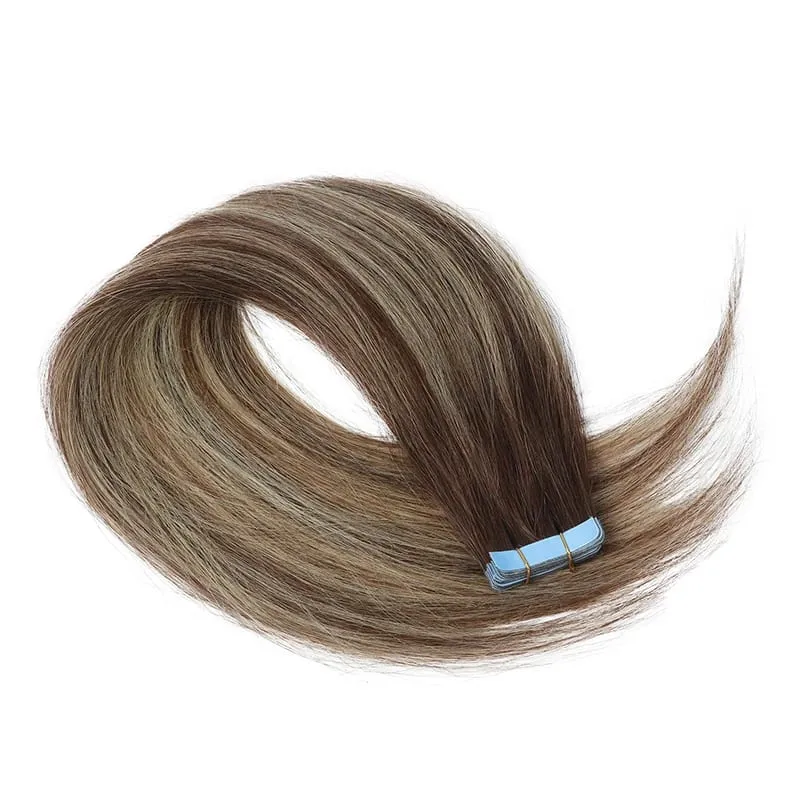 MRS HAIR Tape-In Hair Extensions 12-24 Inch 20pcs Natural Human Hair Real Extension T1B Gray Skin Weft Adhesive Tape Ins
