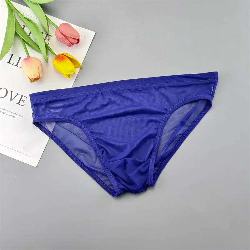 남자 투명한 나일론 팬티 3D 주머니 경량 남성 비키니 속옷 부드러운 쉬어 빠른 건조 스트레치 란제리 XL/XXL/3XL/4XL