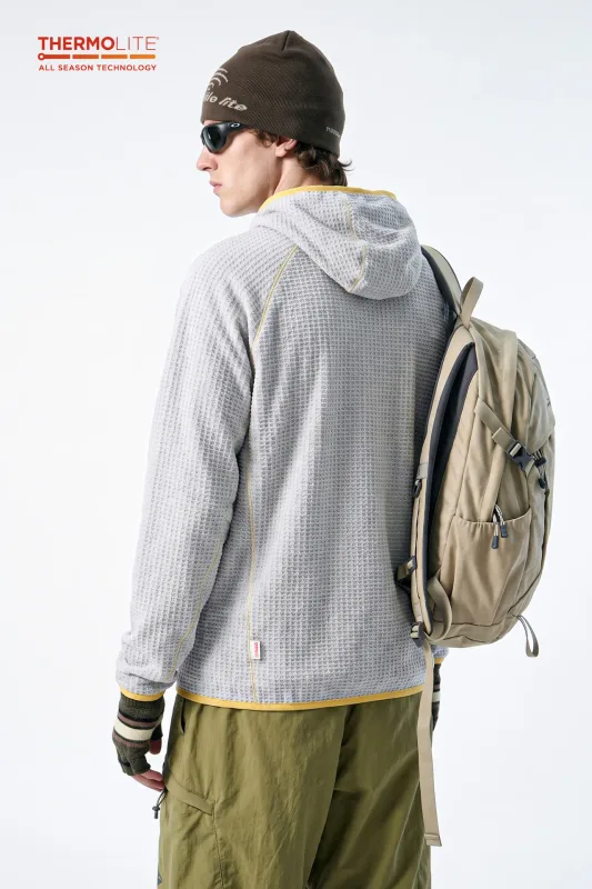 THERMOLITE® Men's Lightweight Air Fleece Hoodie Contrast Stitch Thermal Pullover Sweatshirt Quick Dry Outdoor Athletic Tech Top
