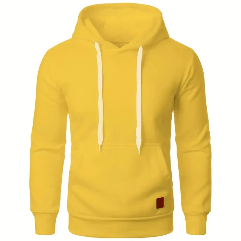 Sudaderas con capucha informales con cuello y cordón para hombre, camisas de manga larga, ropa de calle para exteriores, jersey ligero de Color sólido