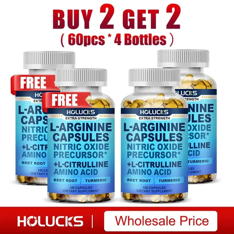 L-Arginine Capsules with L-Citrulline - Nitric Oxide Supplement for Performance Endurance and Muscle Support Vegan Non-GMO