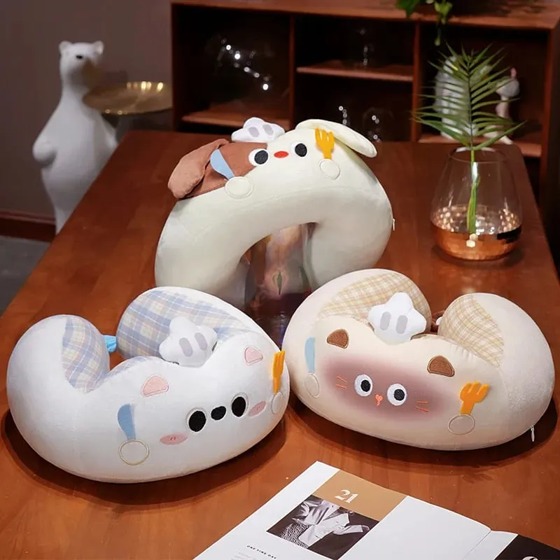 Hump Pillow Adult Children Travel Pillow Soft Short Plush Cartoon Portable Outdoor Nap Flight Neck Pillow Nursing Cushion