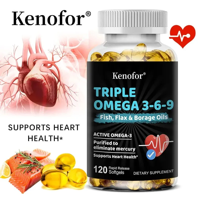 Triple Omega 3-6-9 - Fish Oil Flax Oil and Borage Oil - Supports Heart Brain and Joint Health — image 1