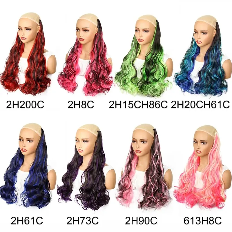 Συνθετικό μακριά σγουρά μαλλιά 18 ιντσών Extension One Piece Highlight Rainbow Clip In Hair Extension Fashion Hairpiece για γυναίκες