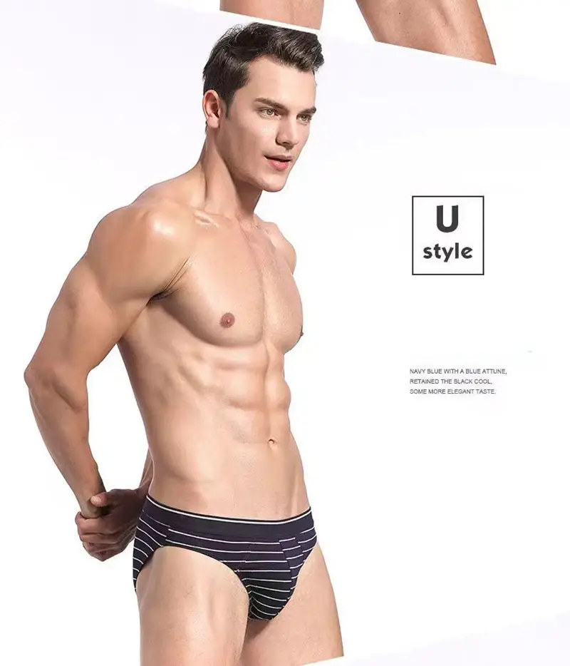 4 pçs/lote cuecas masculinas lingerie sexy calcinha masculina de algodão respirável cueca listrado calcinha lotes por atacado