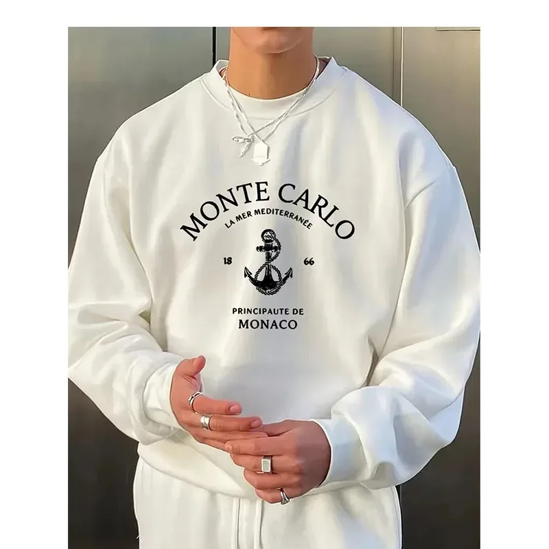 The new men's round-neck sweatshirt for Spring and Autumn 2026 is casual and comfortable with 3D letter pattern printing