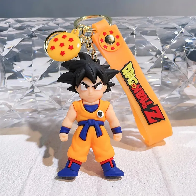 Anime Dragon Ball Keychain PVC Cartoon Cartoon Figure Trunks Son Goku Piccolo Buu Vegeta Figures Key Chain Keyring Bag Decor