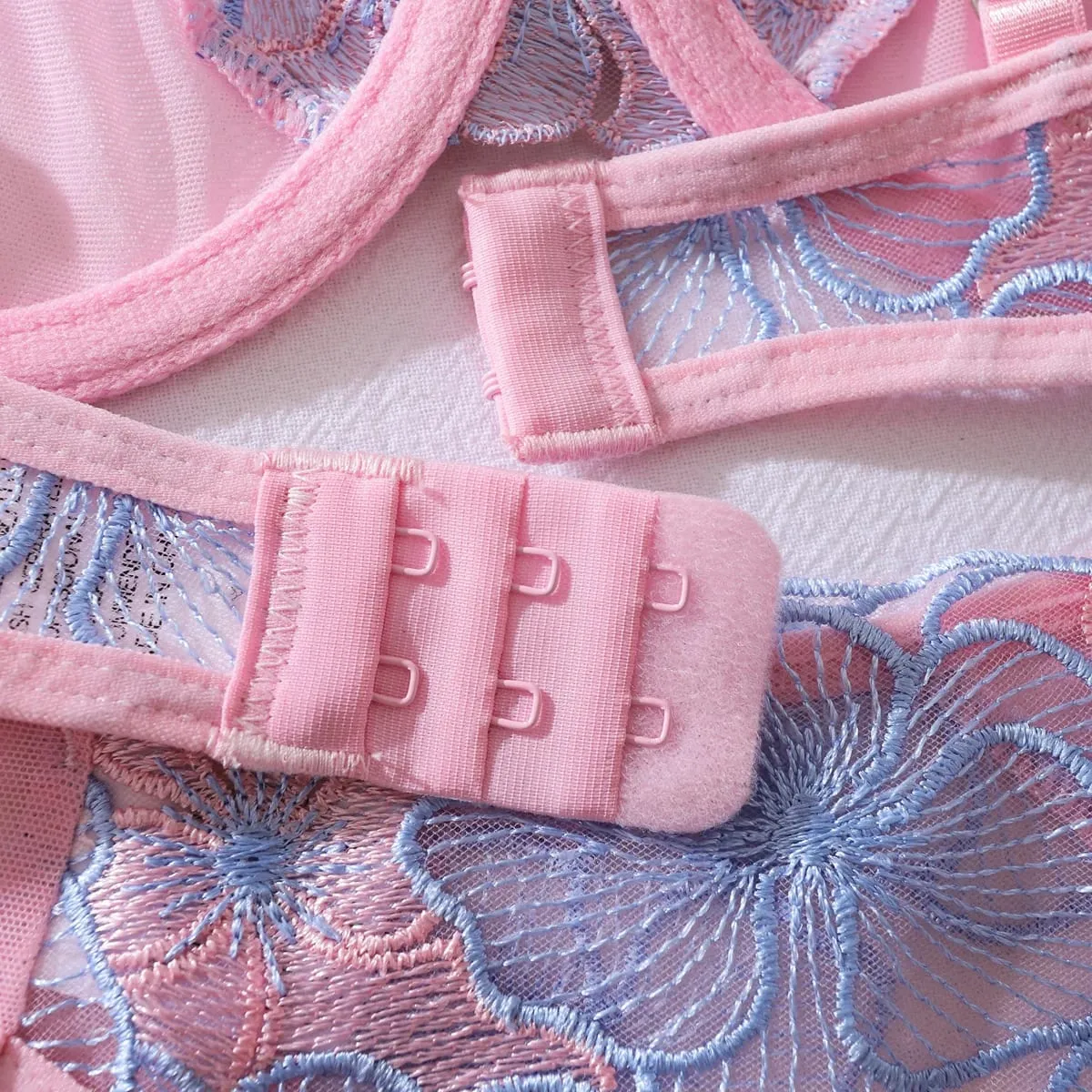 Sweet and sexy lingerie cute butterfly bra set steel ring gathering ultra-thin cup transparent two-piece set