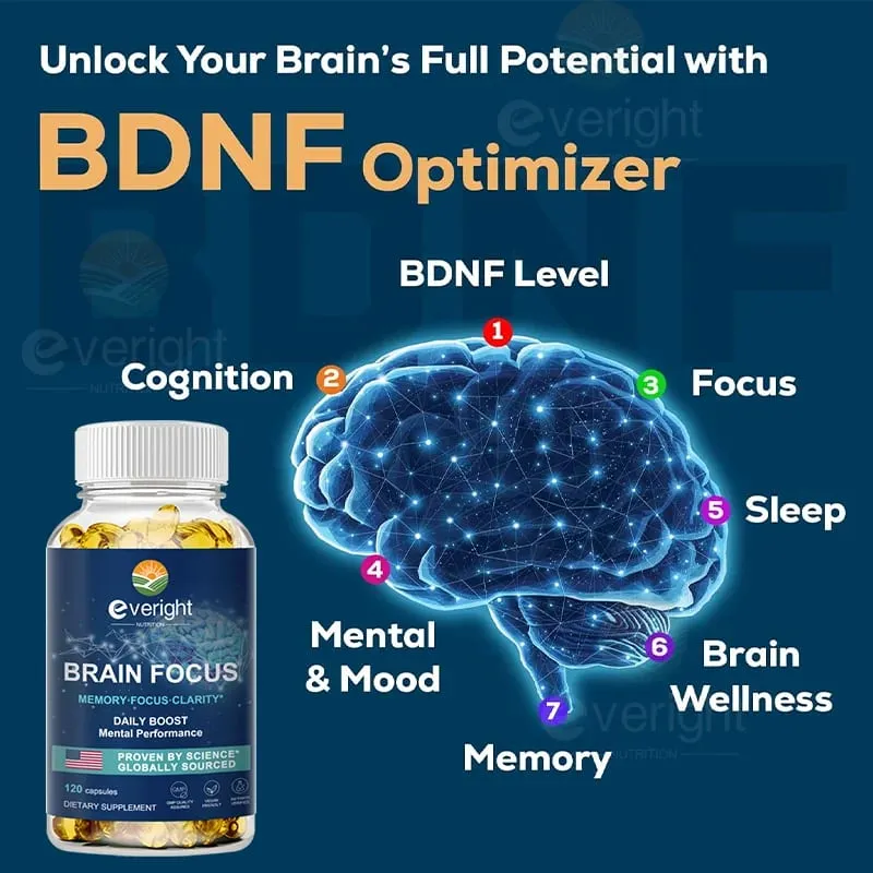 Brain Supplement for Memory Focus Nervous System Energy and IQ Concentration and Cognition Health