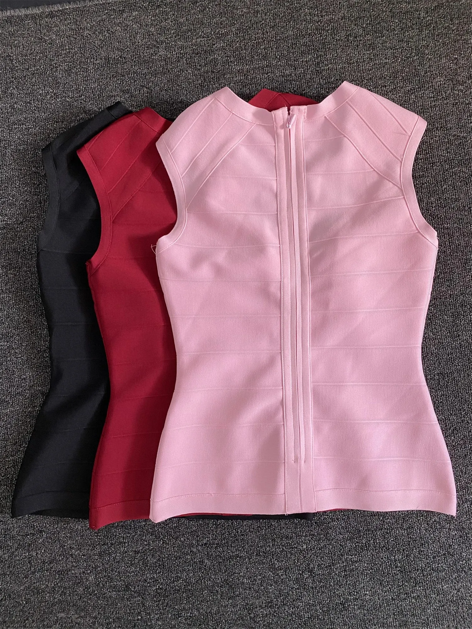 Factory Wholesale 3Colors Solid Stripe Bandage Tops Women Sexy Summer High Street Camisoles Bodycon Tops Evening Cocktail Party