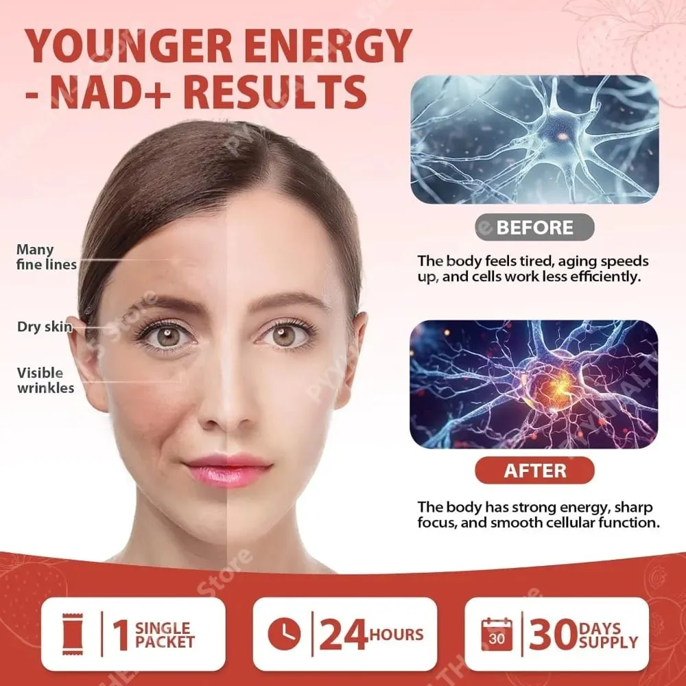 NAD+ Liquid Supplement 1000mg High-Potency with Resveratrol PQQ Support Cellular Energy Focus 30 PCS