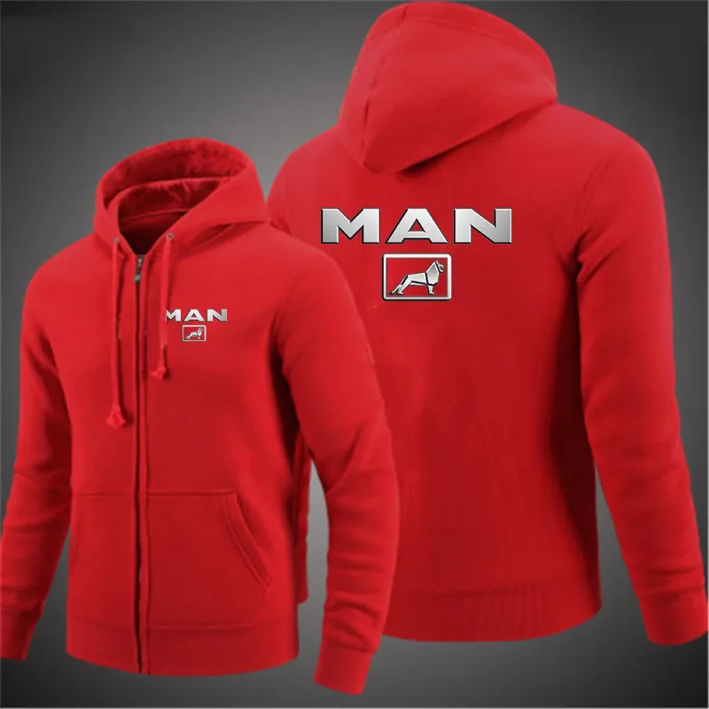 2025 Spring And Autumn Men's Truck man Logo Print Minimalist Style Daily Commute Hooded Coat Drawstring Zipper Hoodies Jacket