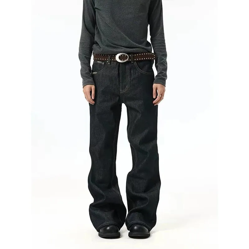 American Retro Distressed Washed Man's Jeans Solid Color Versatile Full Length Straight-leg Pants 2026 Summer New — image 4