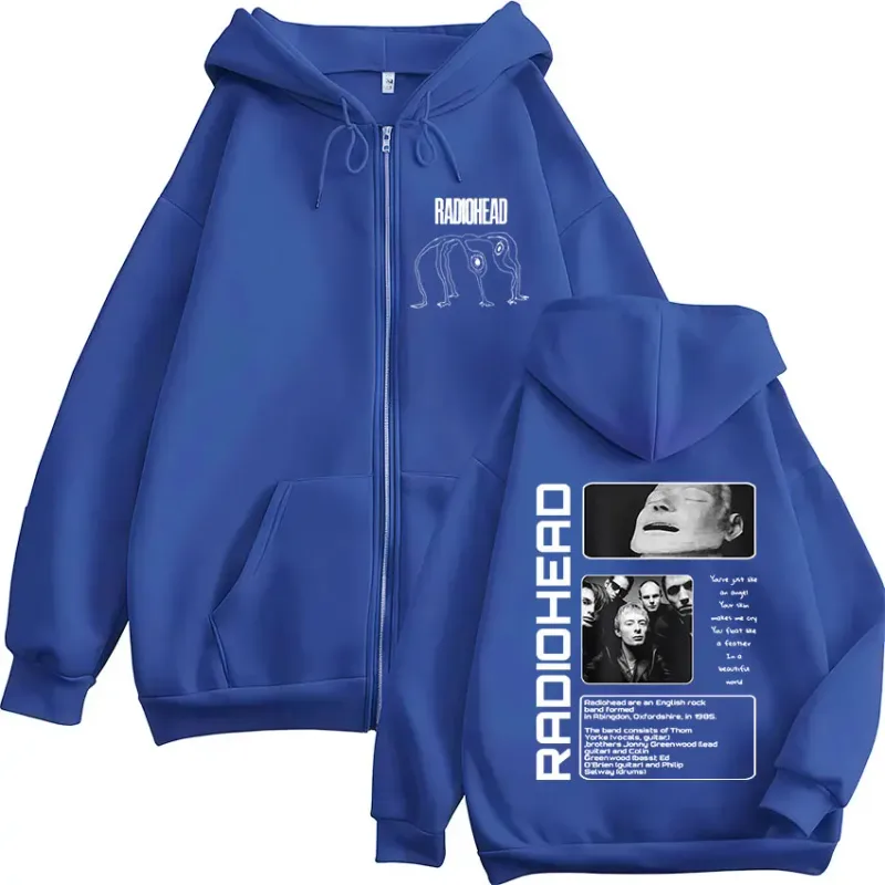 Rock Band Radiohead The Bends Zipper Hoodies Men's Fashion Hip Hop Vintage Zip Up Sweatshirts Jackets Coat Oversized Streetwear — image 5