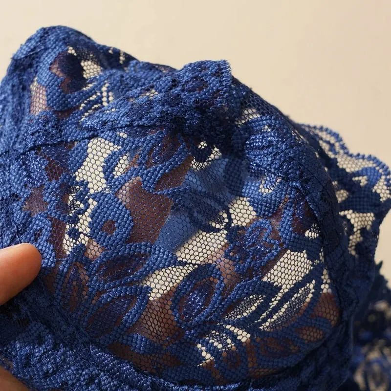 Sexy Lace Bra Set Women Push Up Non-pad Breathable Underwire Thin Solid Panties Underwear Exquisite Lingerie Daily