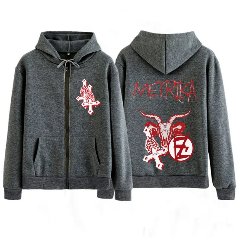 Singer Metrika Album Tour 2026 Print Zipper Hoodie Men Women Fashion Sweatshirts Winter Casual Hip-hop Oversized Zip Up Jacket