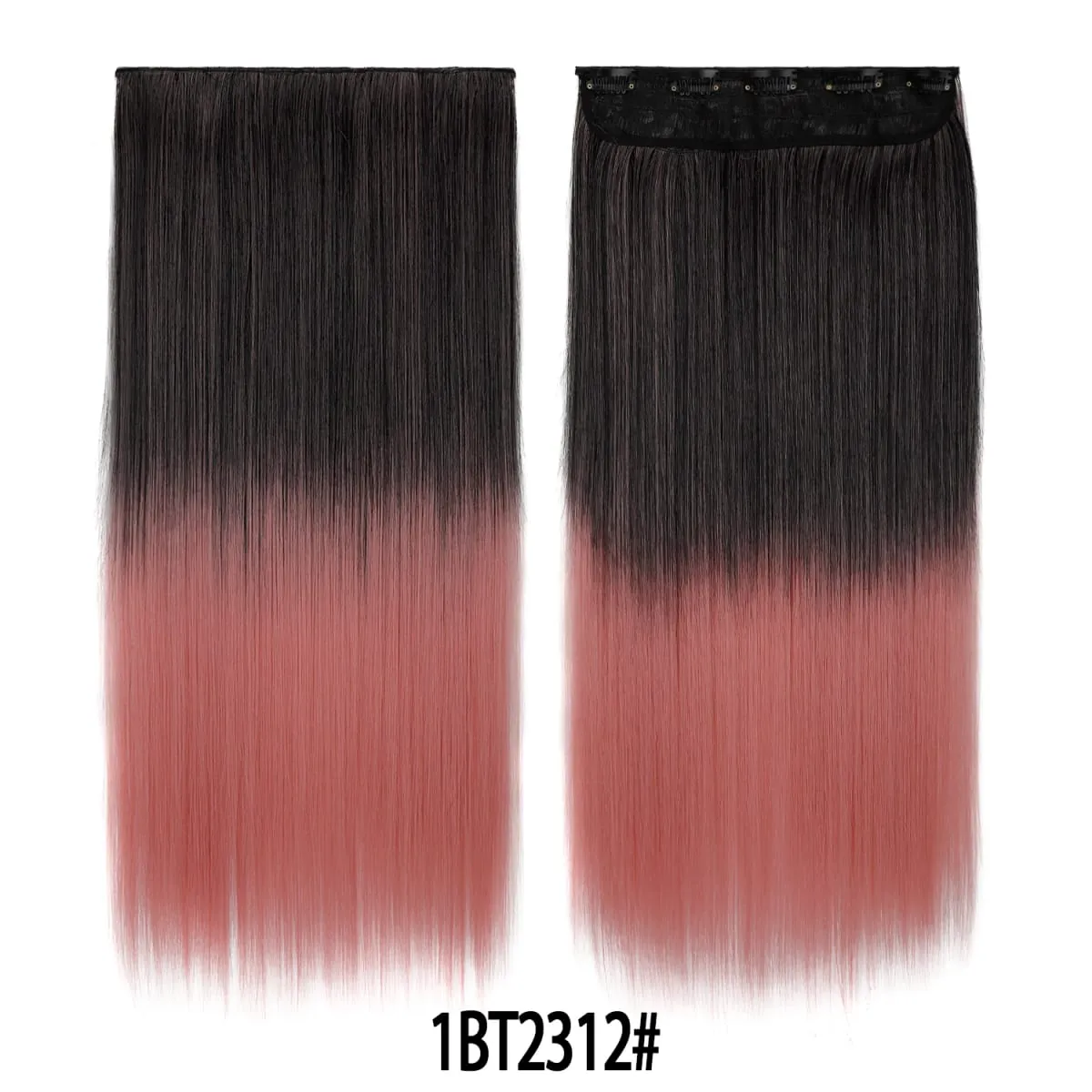 Jeedou Rainbow Hairpieces Clip In Hair Extension One Piece With 5Clips Ombre Color Straight Hair Wig For Girls Halloween Cosplay