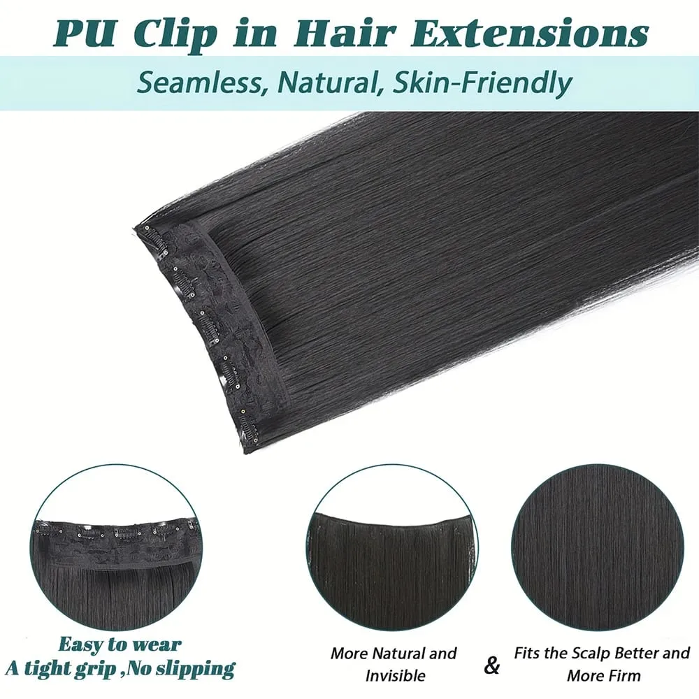 40 inch Long Straight Synthetic Hairpieces Clip In Hair Extensions Black Natural Hair Piece for Women