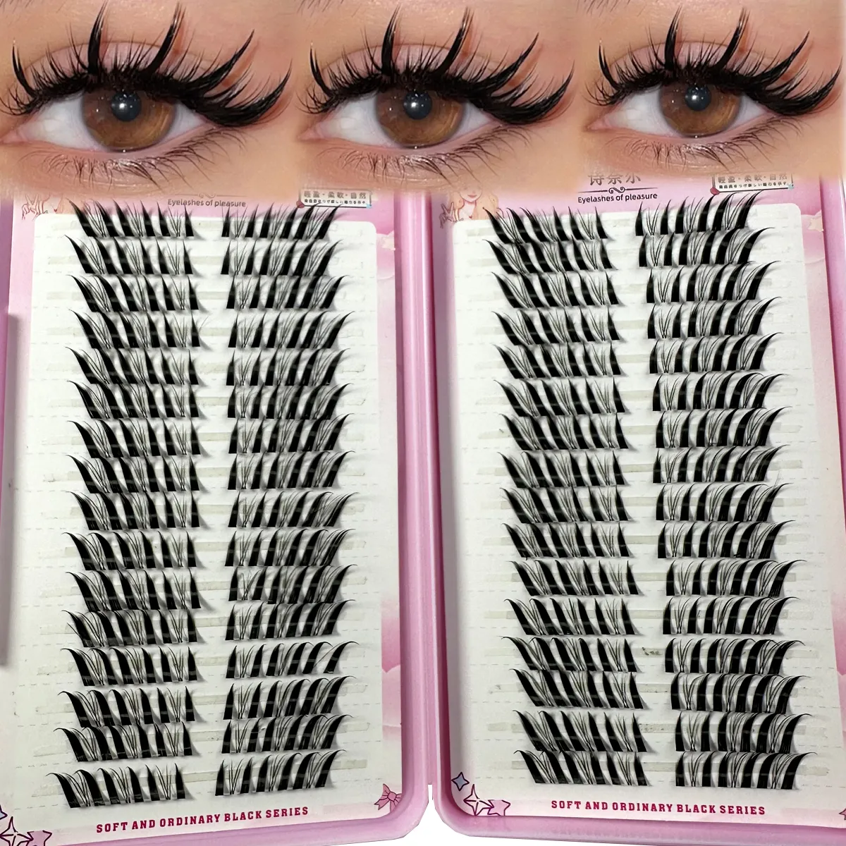 32 rangées de cils Manga œil de renard cils yeux de chat cils individuels aspect naturel bricolage Extension de cils Volume grappes de cils