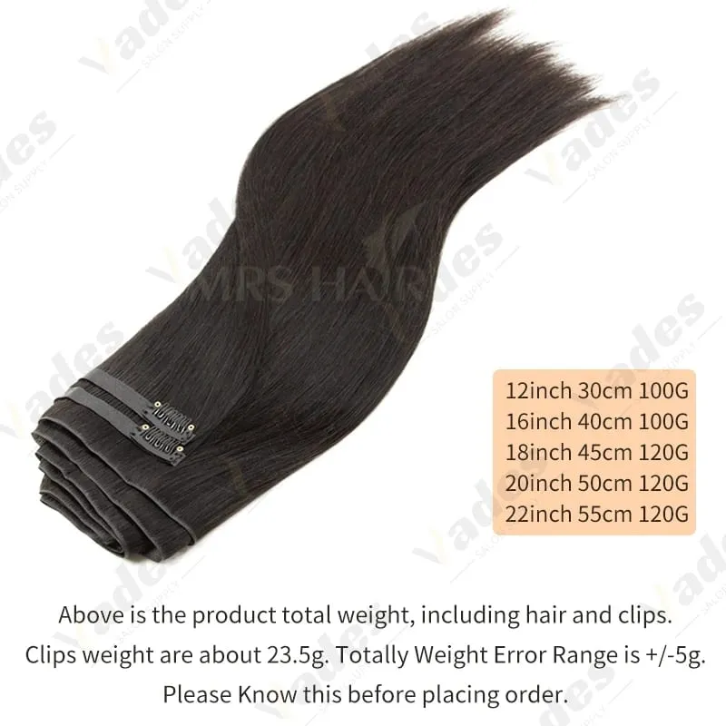 Invisible Thick PU Clip in Hair Extensions Real Human Hair Straight Remy Hair Clip in Hair Extensions 7pcs for Women Daily Use
