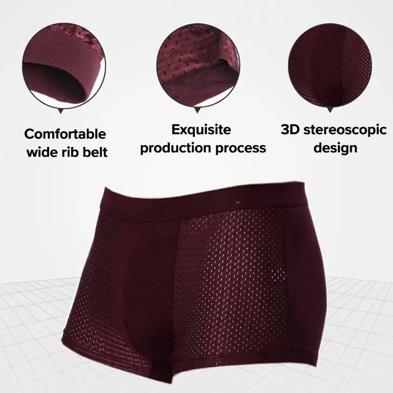 4Pcs Men's Boxer Briefs Ultra Soft Anti Odor Underwear Breathable Mesh with Ventilation Holes Stretch Comfort for Daily