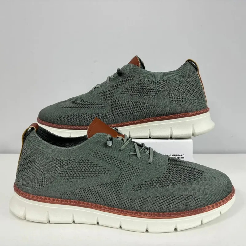 Men Knit Mesh Casual Sneakers Lightweight Lace Up Walking Shoes Flexible Non Slip Soft Breathable Big Size Male Outdoor Footwear
