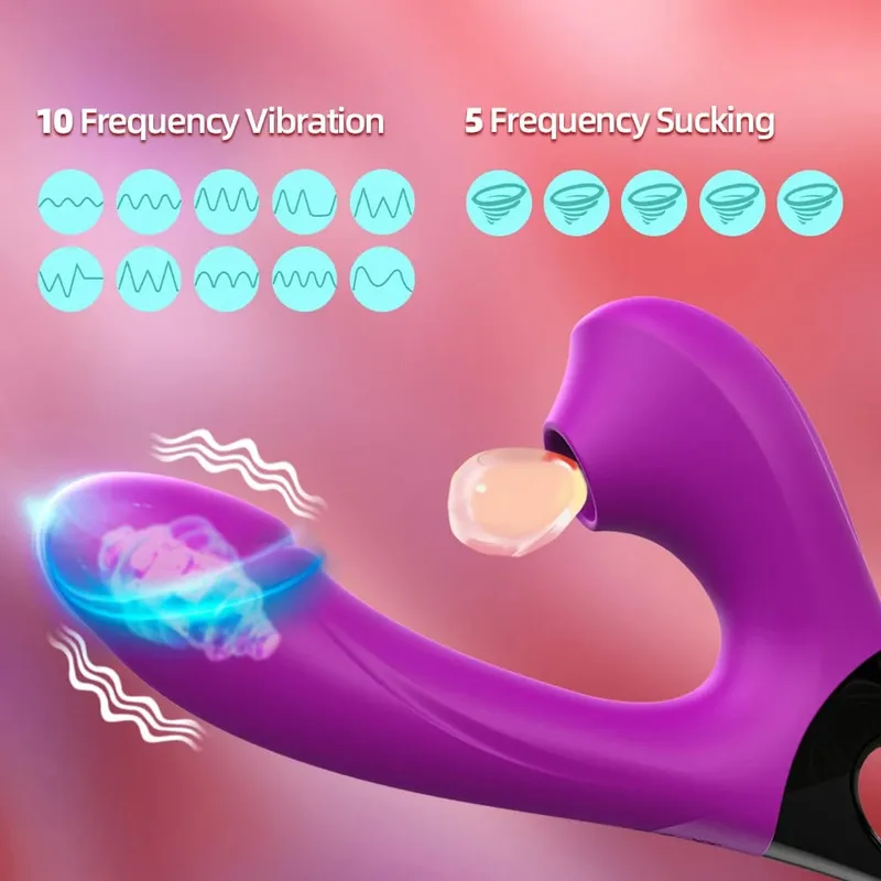 2-in-1 Sucking Vibrator Dildo G-Spot Nipple Sucking Clitoral Vaginal Penetration Sex Toys Female Pussy Massage For Couples Sex