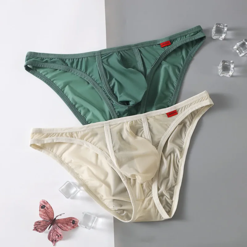 Ultra Thin Men's Underwear Large Pockets Triangular Underpants Transparent Lightweight Briefs