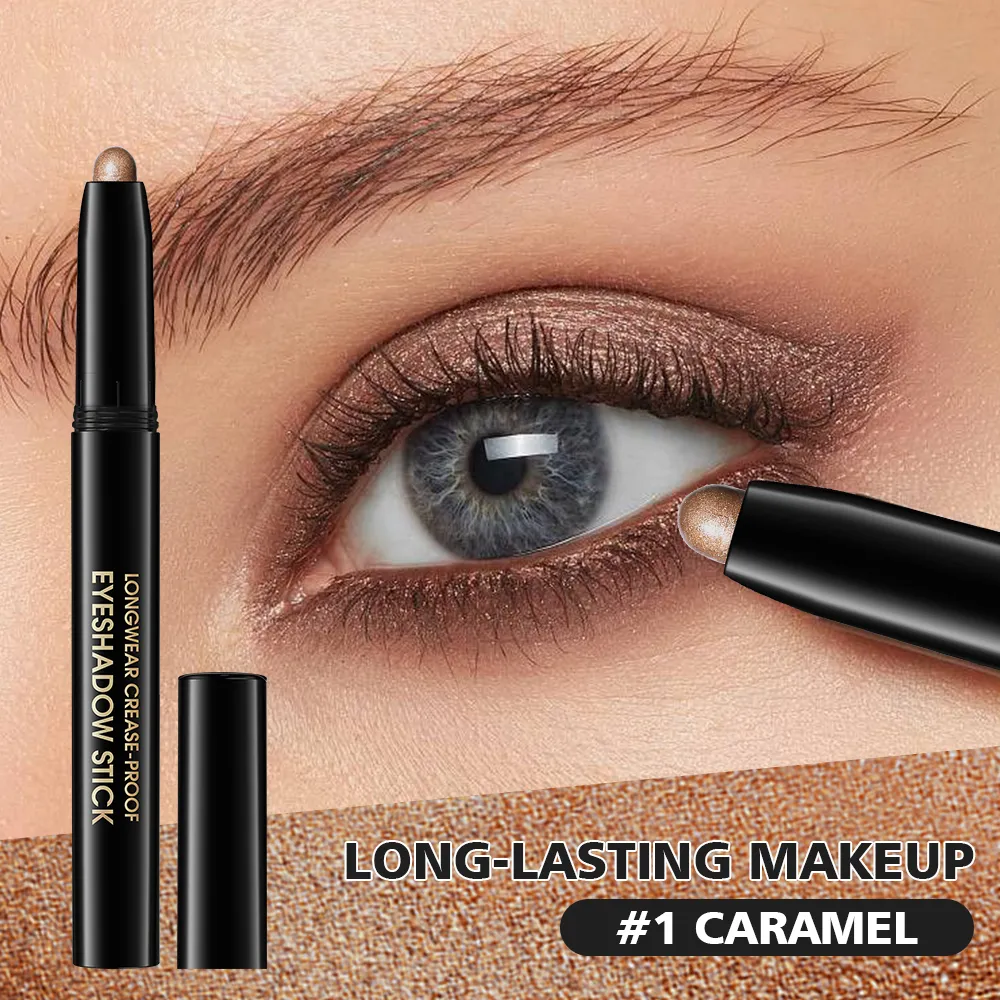 10colors Eyeshadow Stick Matte & Shimmer Shades Waterproof Smudge-proof Glitter Eyeshadow Pencil Stick Lasting Smooth Eye Makeup