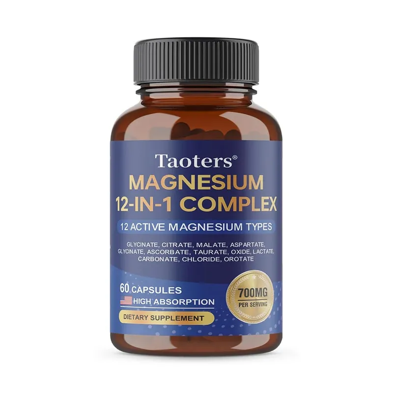 Magnesium 12-in-1 Complex Supplement – 700mg High Absorption Glycinate Citrate Malate & Taurate Blend for Muscle Nerve Sleep