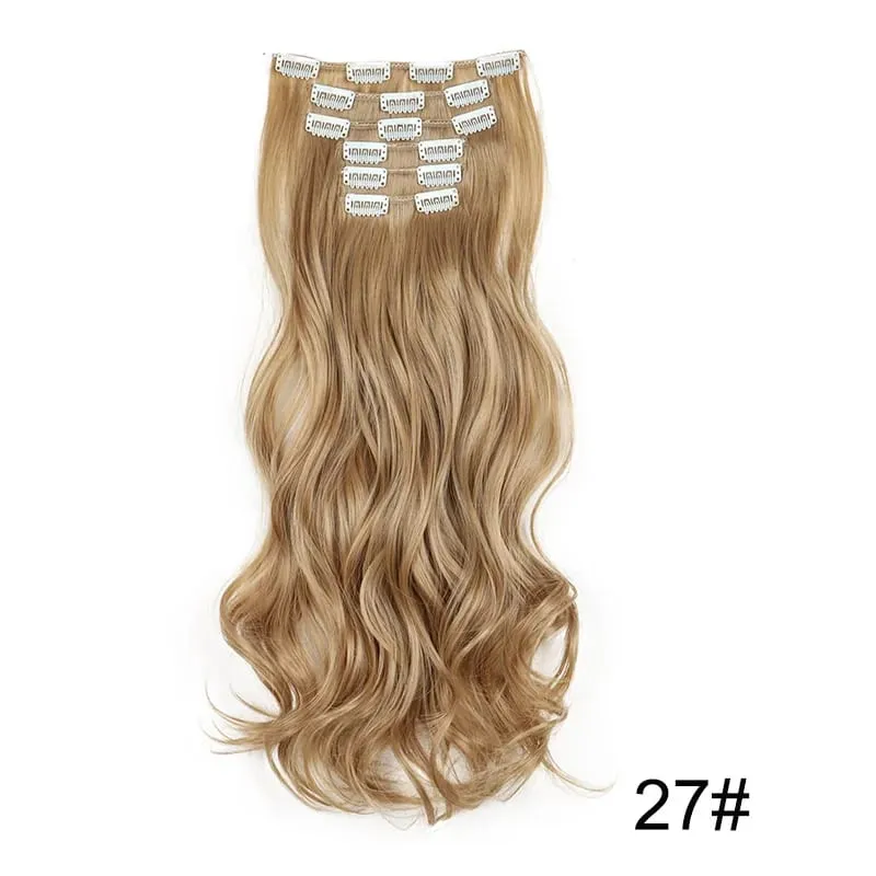 22Inch Synthetic 6pcs/set Long Curly Hair Extension Thick Soft Hairpiece for Short Hairline Coverage for Women Daily Use