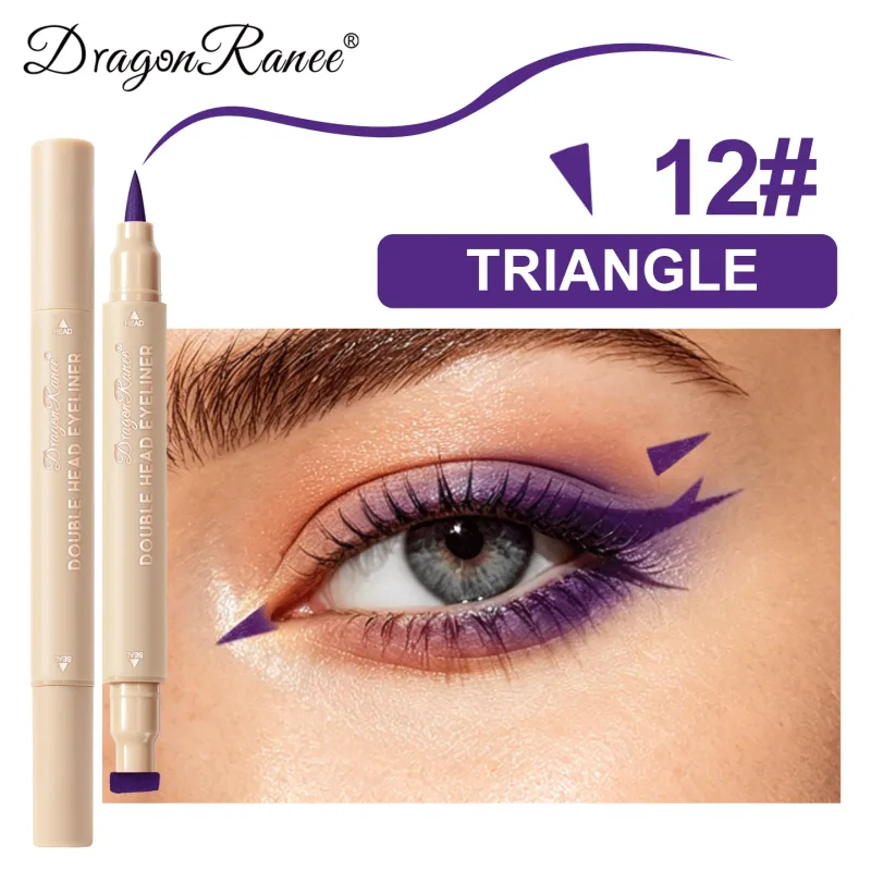 Double Head Stamp Liquid Eyeliner Smudge-Proof Quick Drying Waterproof 2 in1 Colorful Love Star Butterfly Eye Line Pencil Makeup