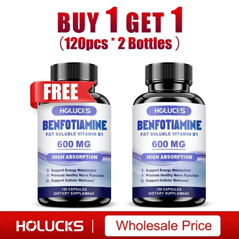 Benfotiaminové kapsle s vitamínem B1 rozpustným v tucích podporují zdraví nervů, energetický metabolismus a buněčnou pohodu pro muže a ženy