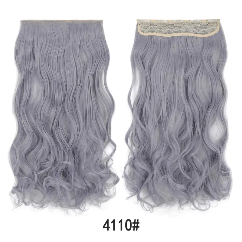 Jeedou Colorful Wavy Hair Clip in Hair Extensions One Piece 5 Clips Synthetic Red Blue Women's Hairpieces