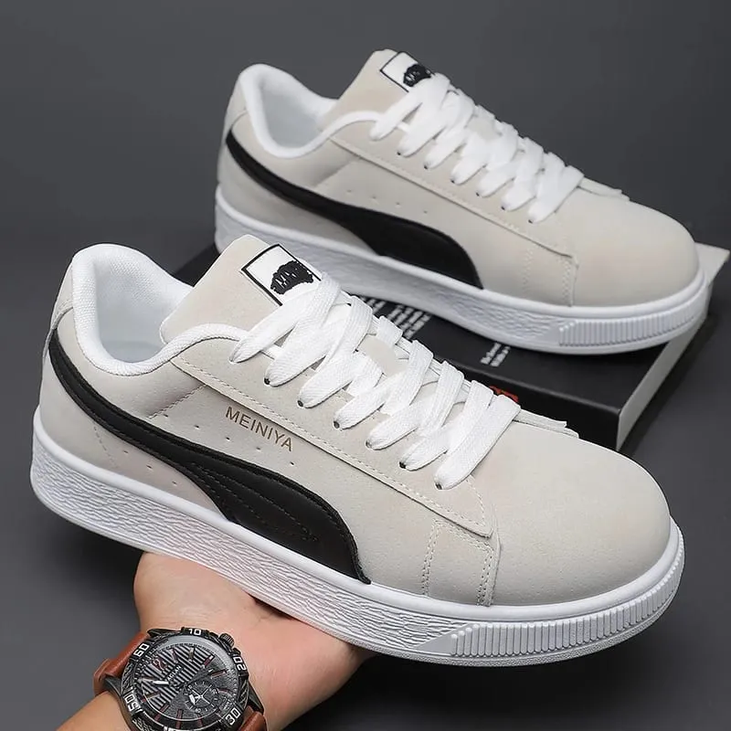 Skate Sneakers、LowTop Casual Board ShoesRetroFlat WalkingTrainers、Lace Up Platform Daily Footwear、Breathable Streetwear Sneakers