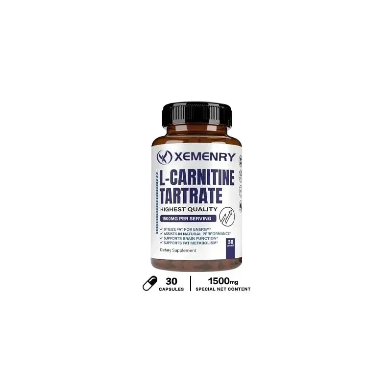 L-Carnitine Tartrate Premium Capsules 1500 mg - Natural Energy Production Supports Metabolism