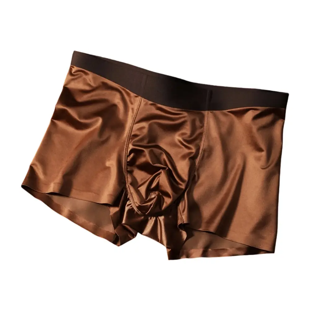 1 pezzo boxer da uomo senza cuciture mutandine sul cavallo traspiranti boxer in seta di ghiaccio comodi slip intimi da uomo in raso — image 2