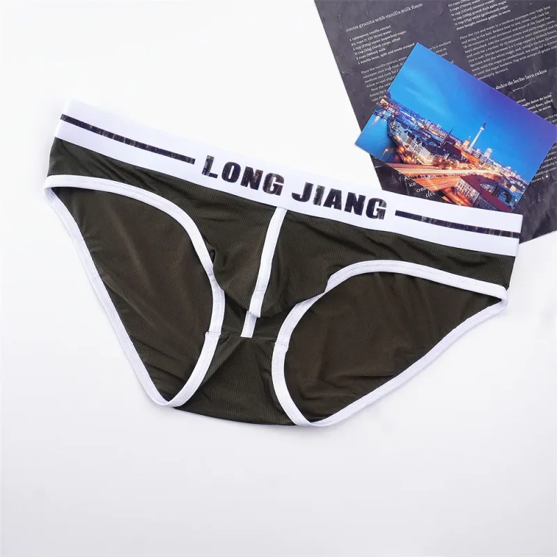 Sexy Men U Convex Underwear Slip Breathable Letters Waistband Ice Silk Briefs Plus Size Male Panties S-XL