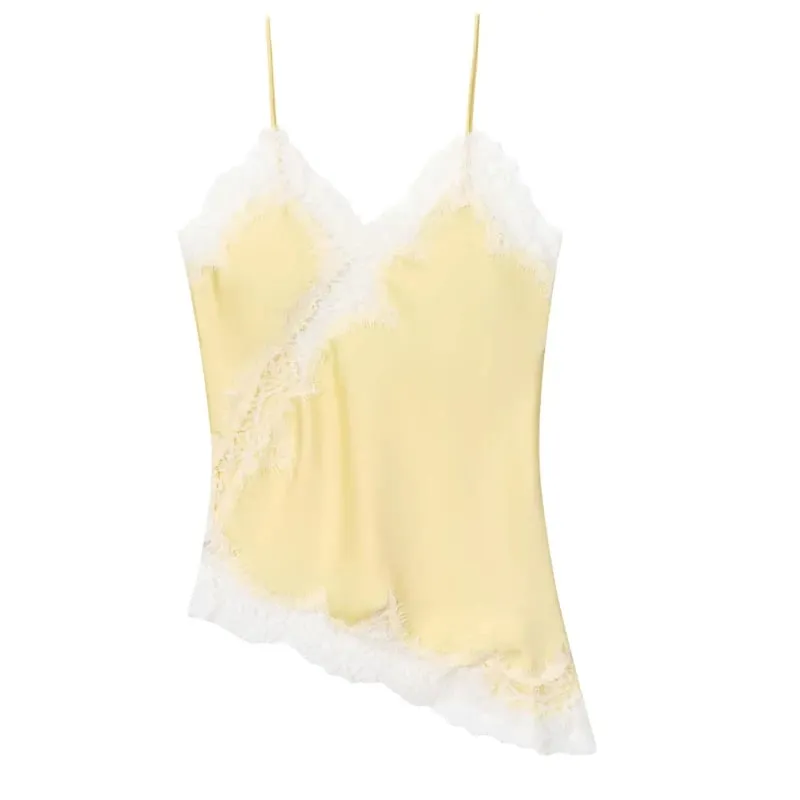 Slip Women's Tops Cropped Satin Lace Top Women Summer Backless Party Tops For Woman Asymmetrical Sexy Black Yellow Blue Top