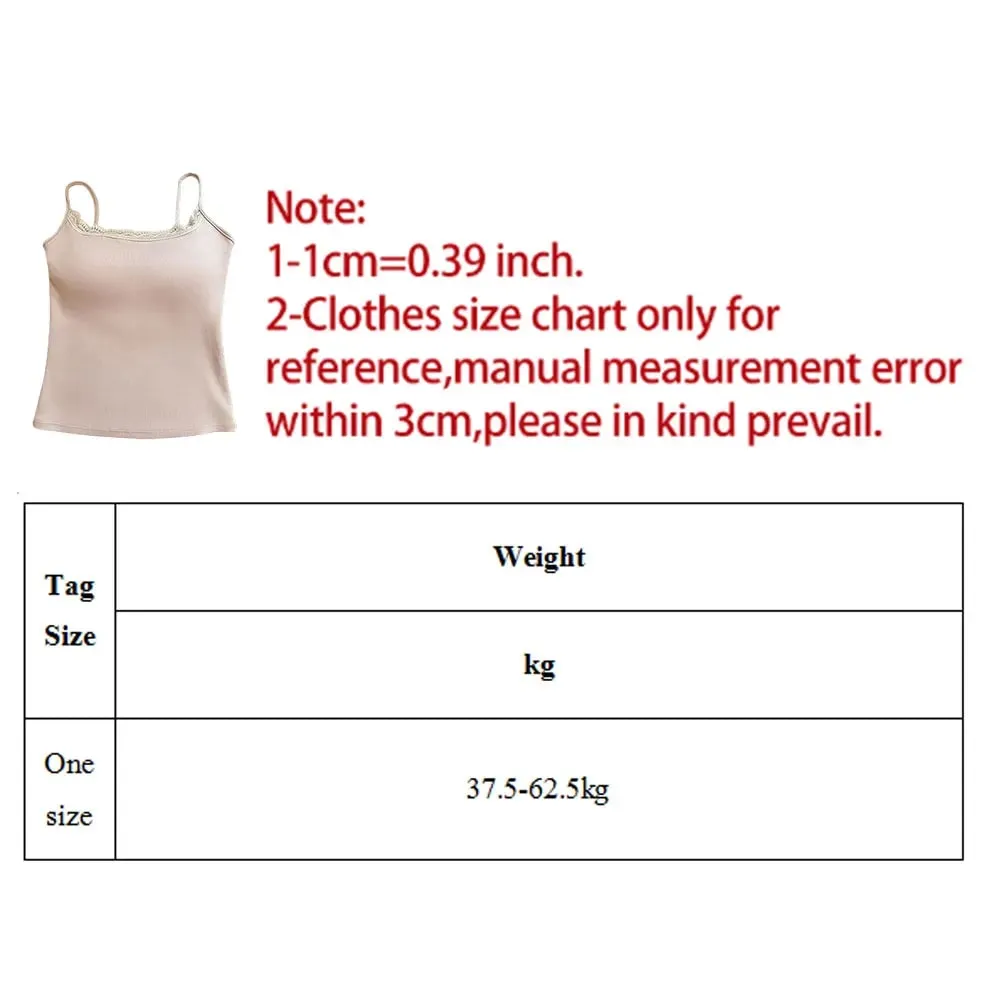 Sexy Lace Trim Slim Fit Camisole Vest With Chest Pad Fashion Women's Camis Tank Tops Summer Solid Color Versatile Integrated Top