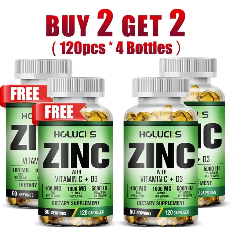 Buy 2 Get 2 Free! Zinc Capsules Support Strong Immunity & Overall Vitality Respiratory Health & Strong Bones Antioxidant