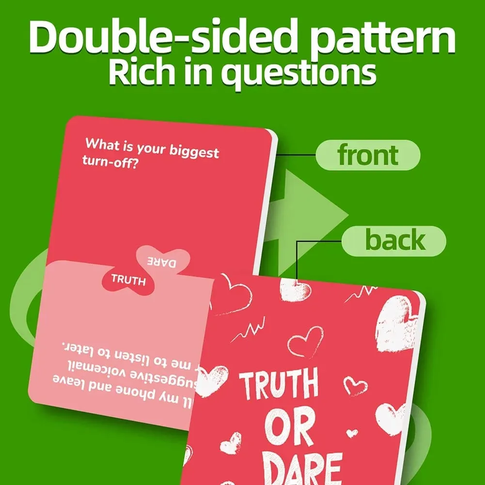 Truth or Dare for Couples Naughty Adult Party Board Game Set 50 Questions Sexy Date Night Drunk Couples Drinking Card Game 5x5cm