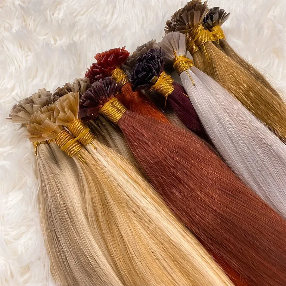 500g Flat Tip Hair Extension Remy 100% Human Hair Straight Keratin Capsules Pre Bonded Hairpieces para sa Salon na Propesyonal na Paggamit