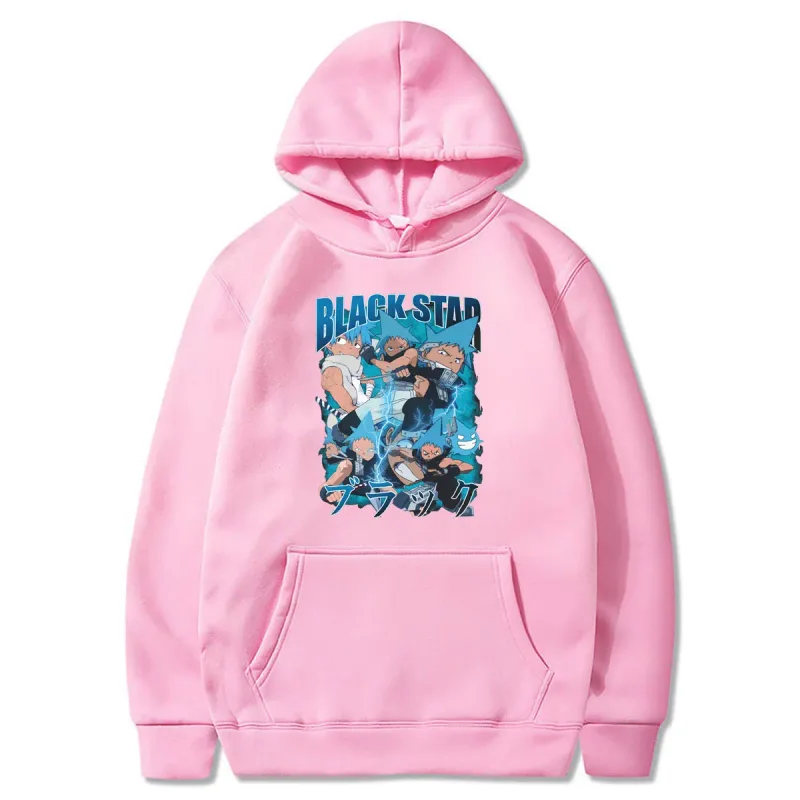 Anime Soul Eater Black Star Graphic Print Men Women Funny Clothes Fashion Oversized Hoodies Winter Casual Long Sleeve Streetwear