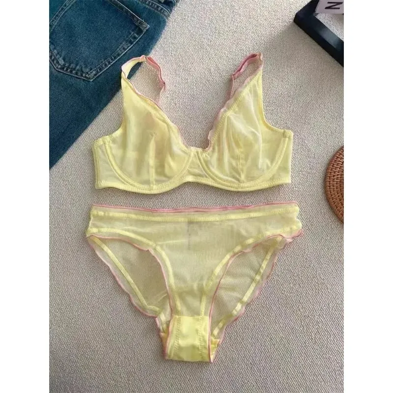 New Arrival Ladies Full Cup Bra Set Ultra Thin Minimizer Sexy Support Anti-Sagging Side Slim ABCD Everyday Comfort Lingerie Set