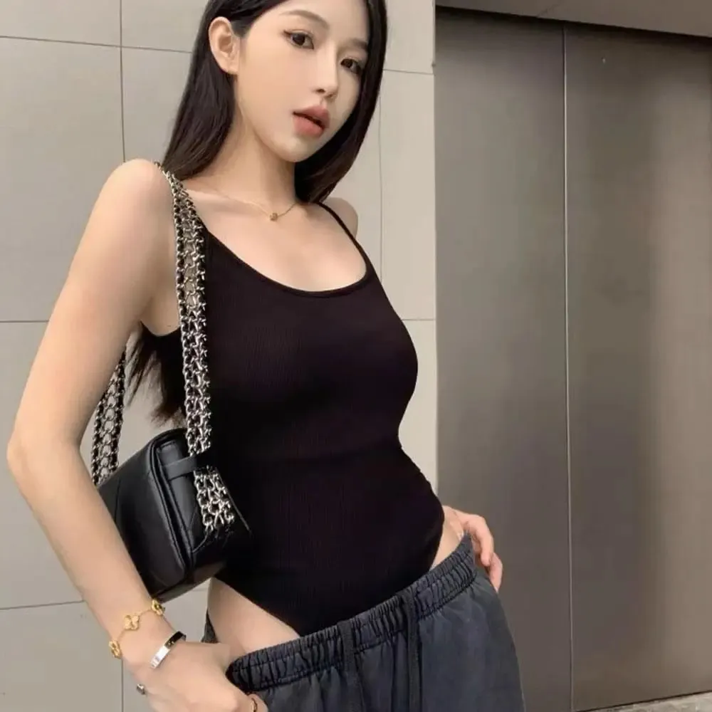 HOT Spicy Girl Open-Back Tank Top Skinny Bodysuits For Women Sleeveless Backless Bodycon Thin Straps Women Trendy Red Vest 2025