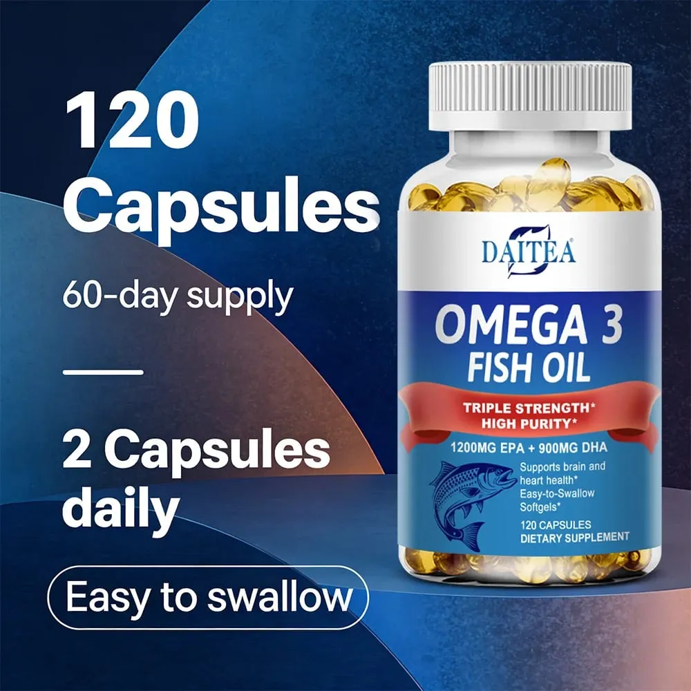 Omega 3 Fish Oil - for Nervous System Skin and Hair Health Antioxidants - Easy To Swallow